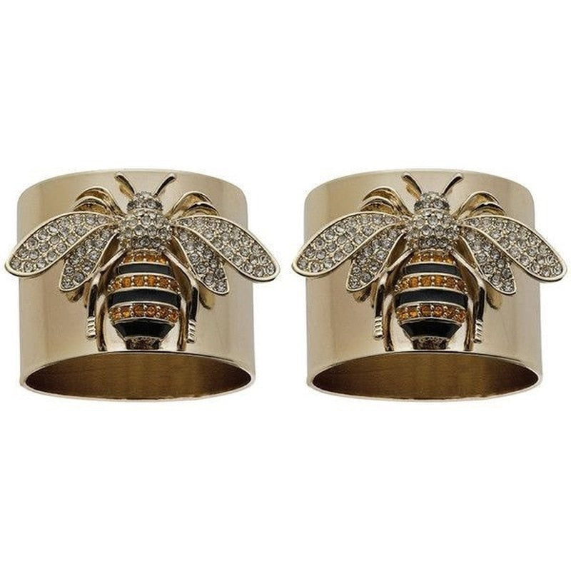Luxury Gold Color Carved Bee Rings