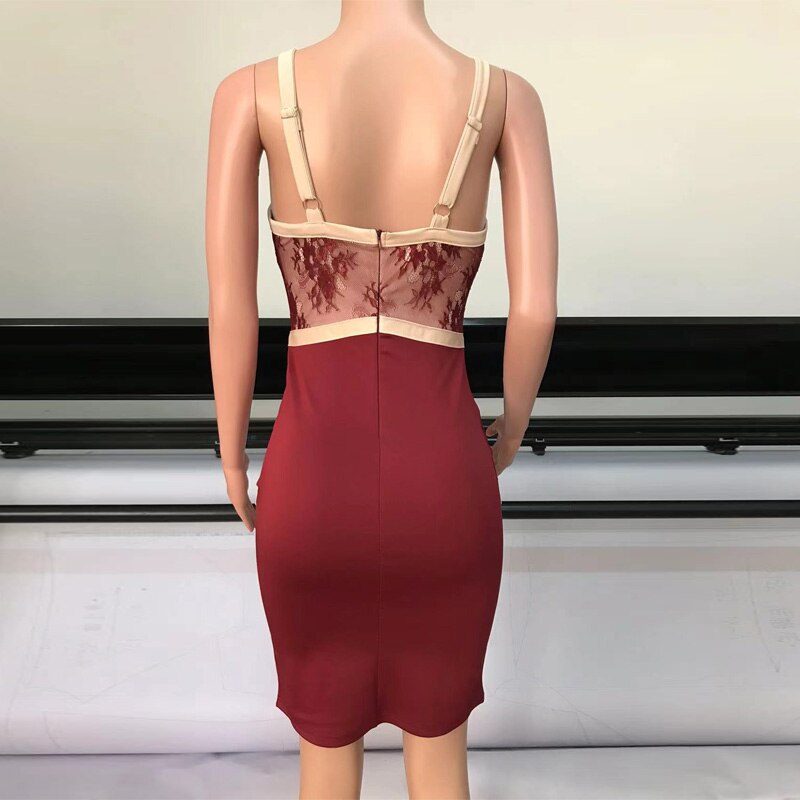 Summer Lace Patchwork Bodycon Club Party Dress