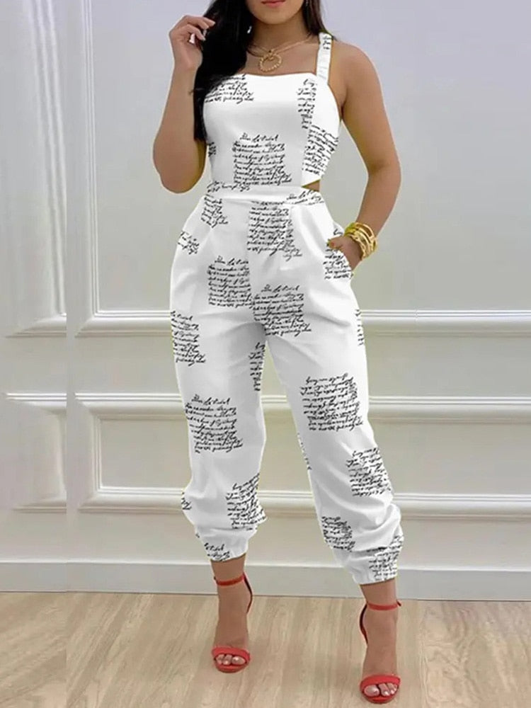 Criss Cross Tied Detail Backless Jumpsuit