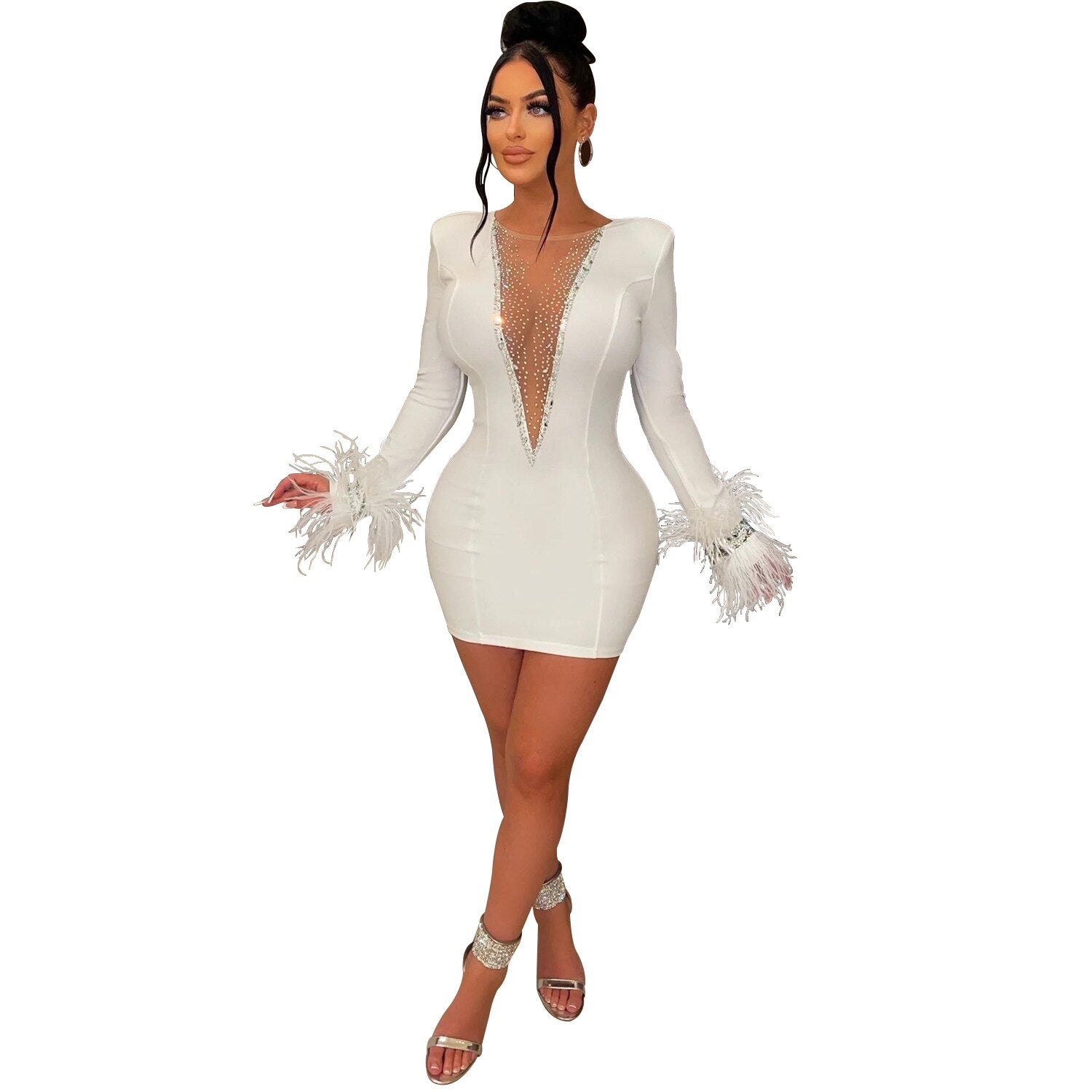 Summer Diamonds Mesh Hollow Out Bodycon Dresses