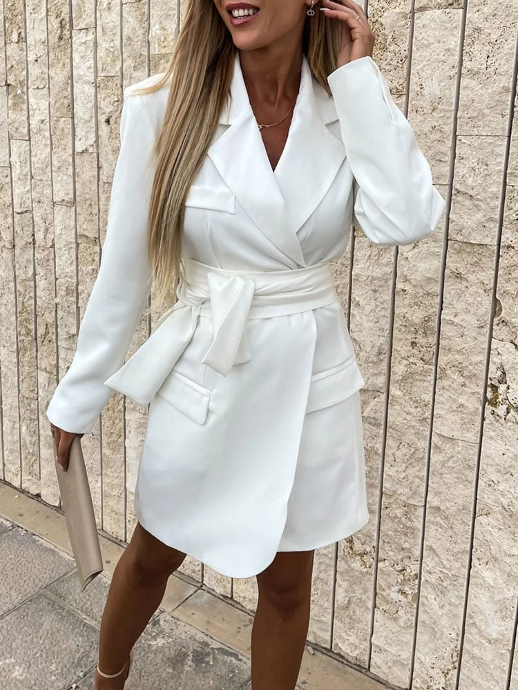 Spring New Suit Collar Long Sleeve Dress