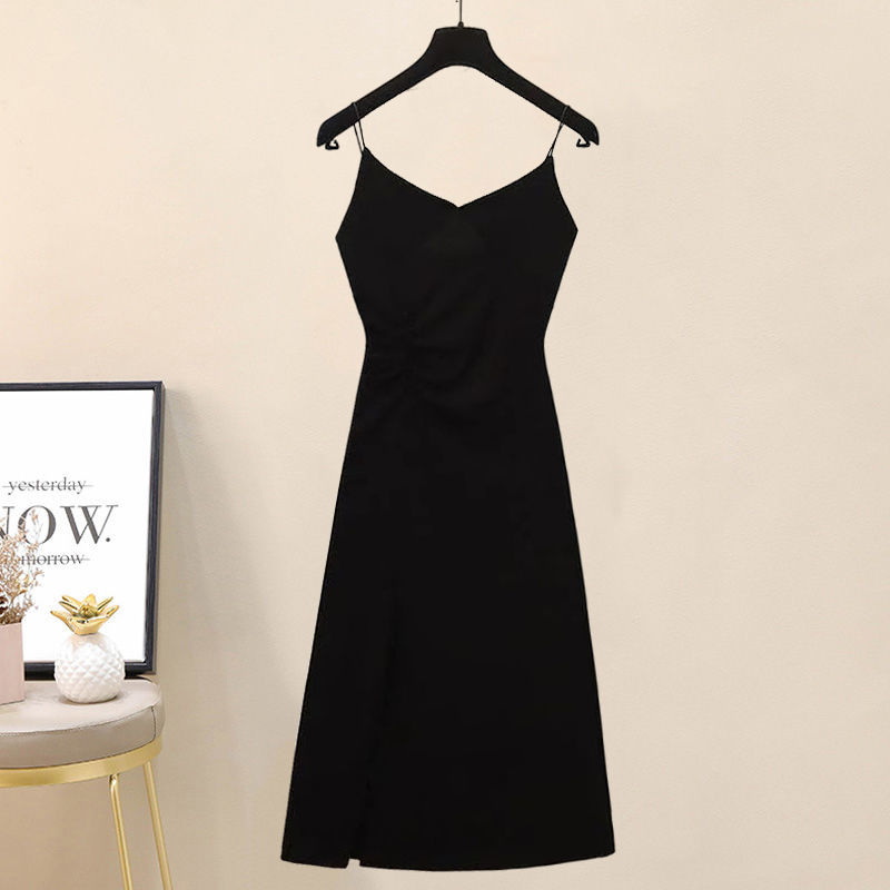 Spring and Autumn Fashionable Sweater Sling Dress Two Piece Set