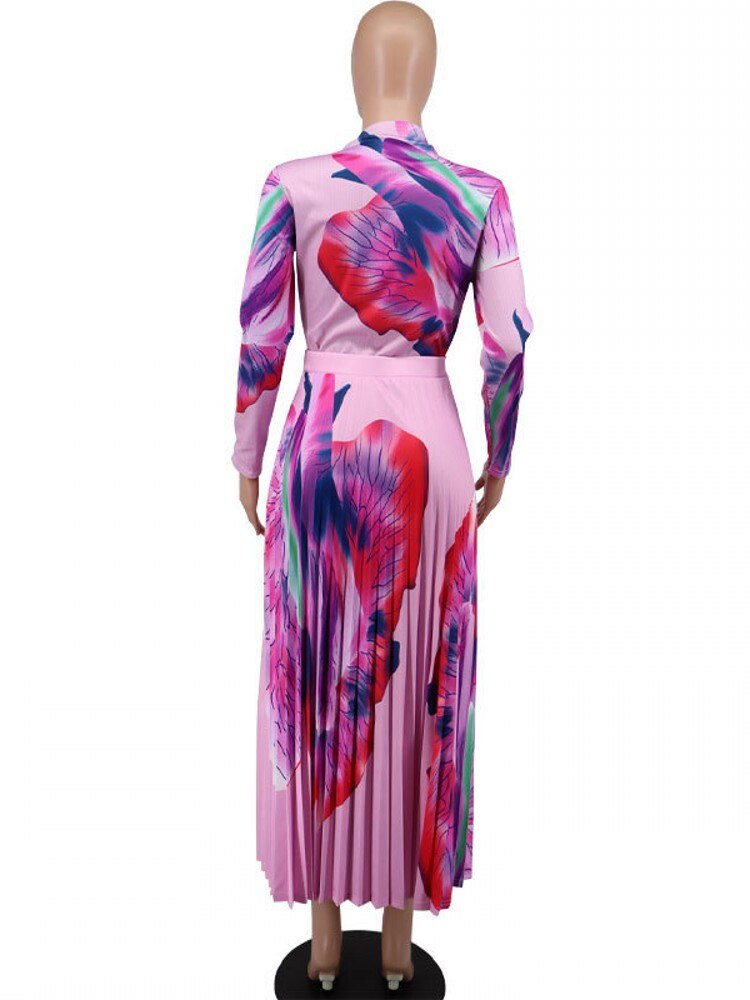 Autumn Spring Elegant Pleated Maxi Dress