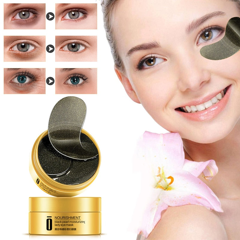30Pairs Black Pearl Eye Mask Moisturizing Anti-Wrinkle Anti Aging Eye Patches