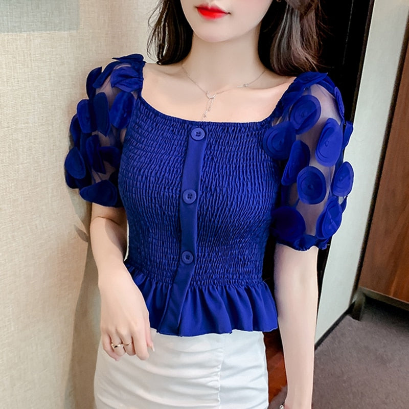 Summer Puff Sleeve Corset Tops