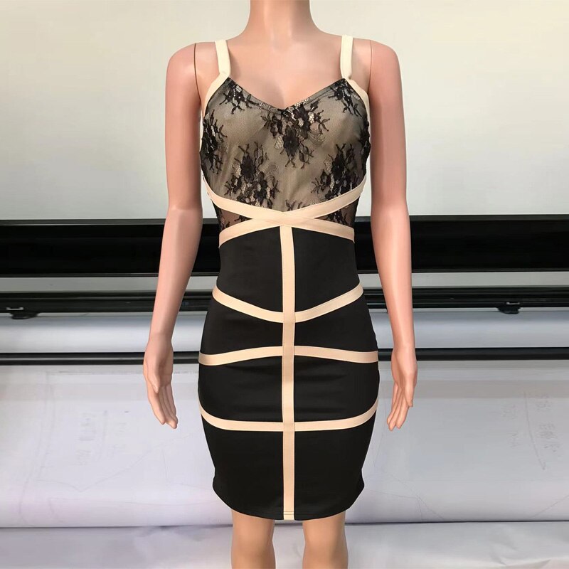Summer Lace Patchwork Bodycon Club Party Dress