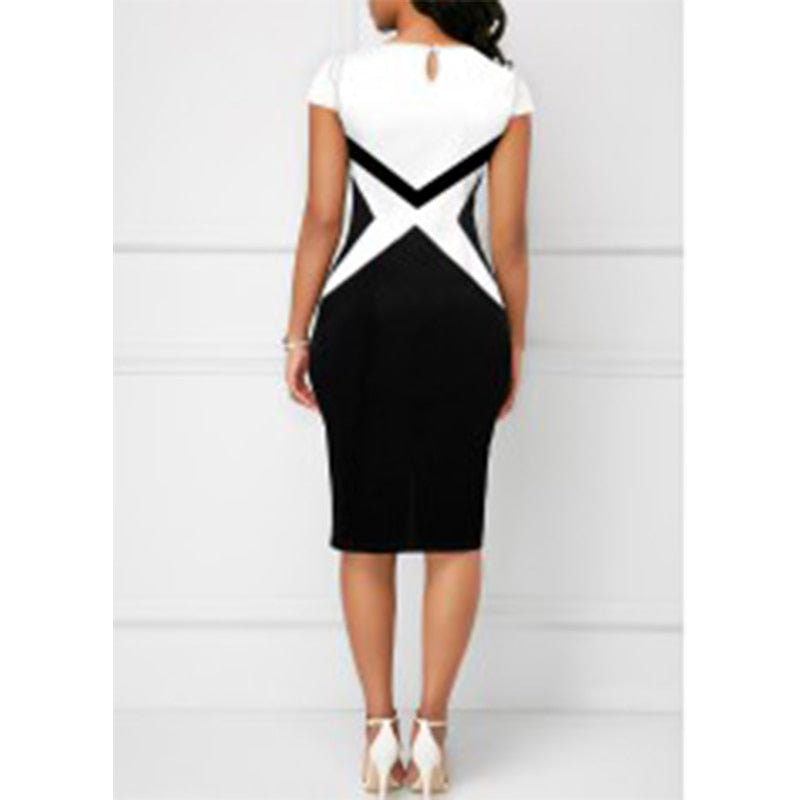 Summer Patchwork Print Short Sleeve Bodycon Dresses