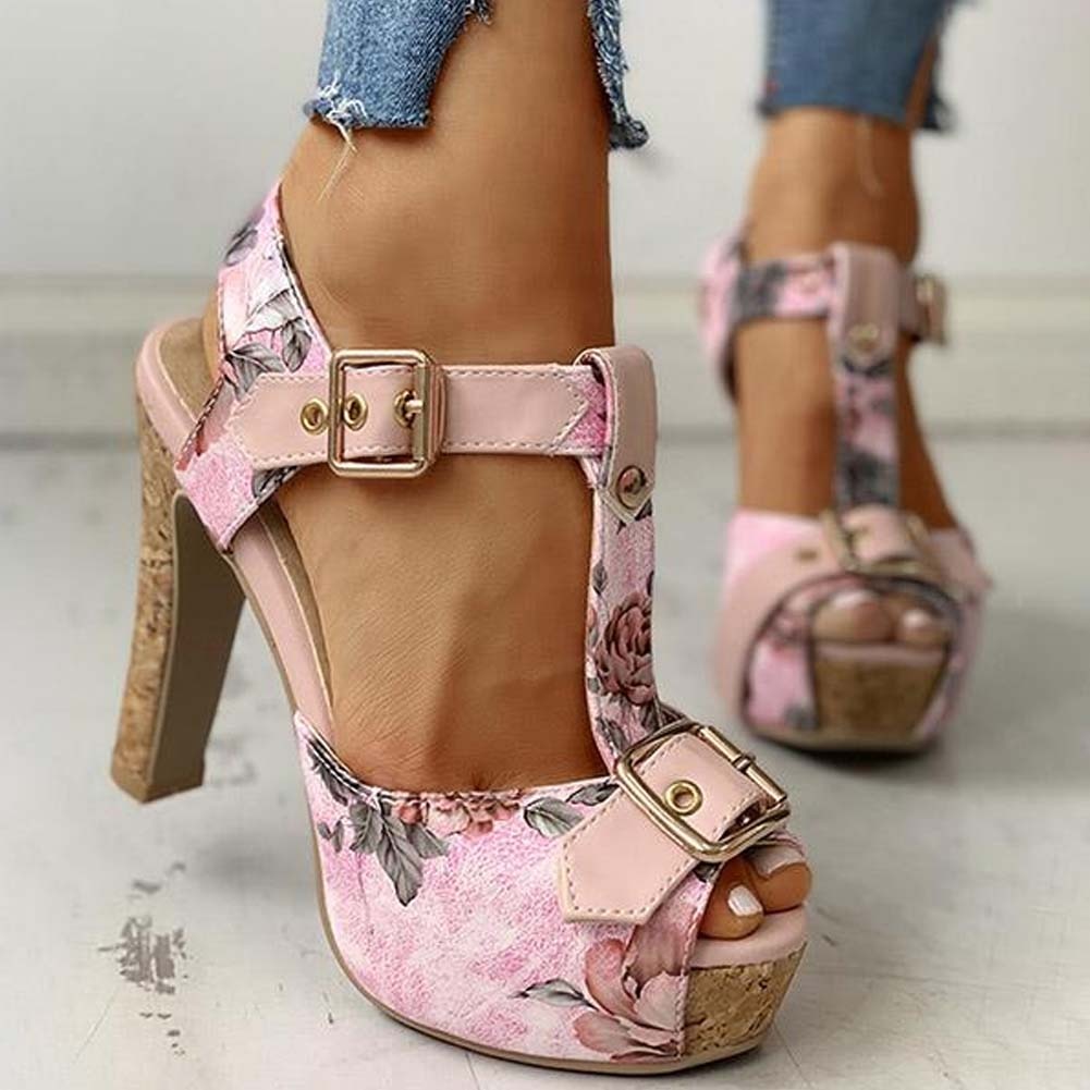Platform Elegant Flowers Printed Shoes