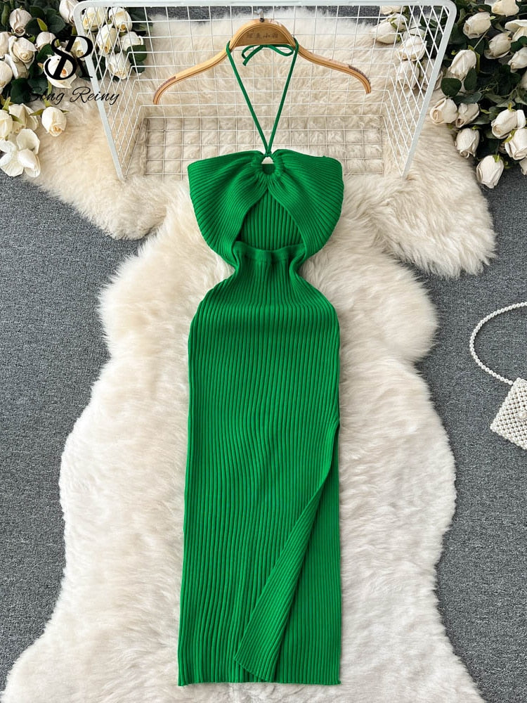 Summer Halter Sleeveless Split Sundress