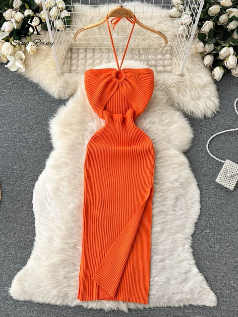 Summer Halter Sleeveless Split Sundress