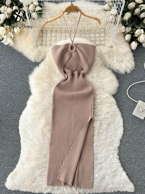 Summer Halter Sleeveless Split Sundress