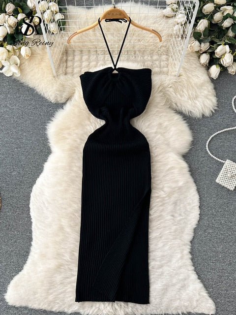 Summer Halter Sleeveless Split Sundress