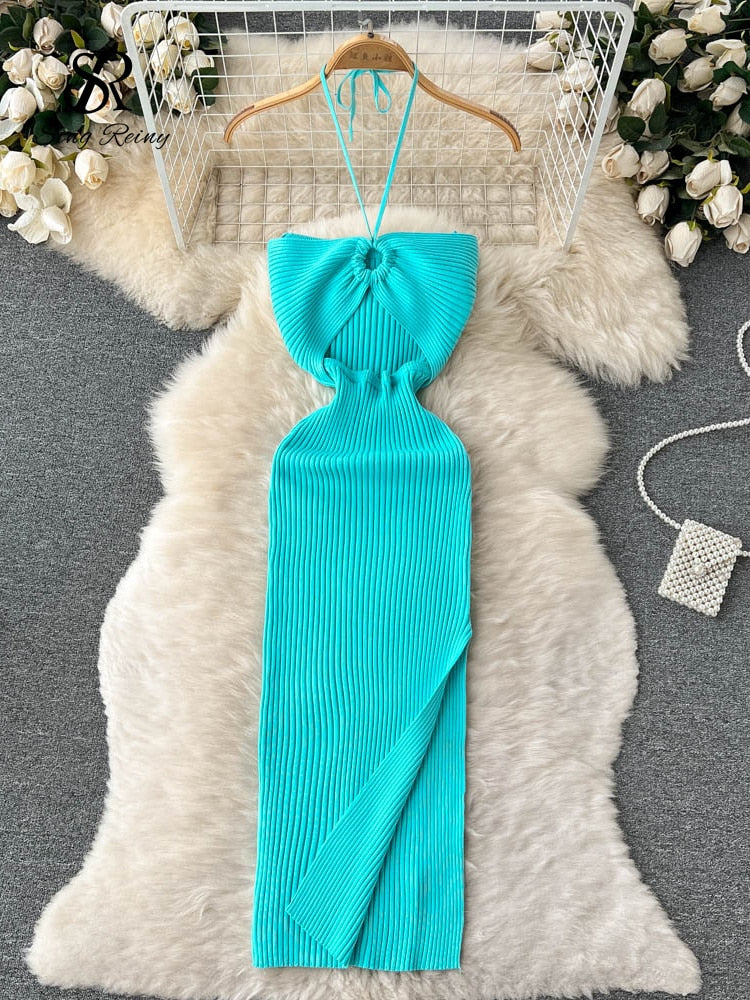 Summer Halter Sleeveless Split Sundress