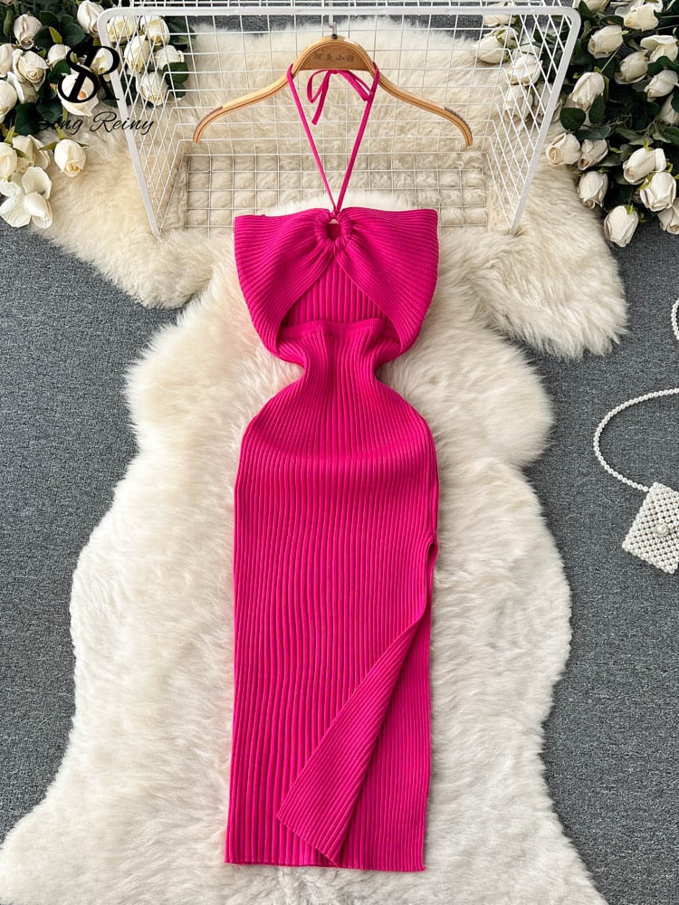 Summer Halter Sleeveless Split Sundress