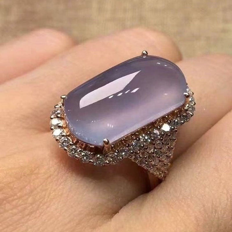 Luxury Rectangle Light Purple Zircon Stones Rings
