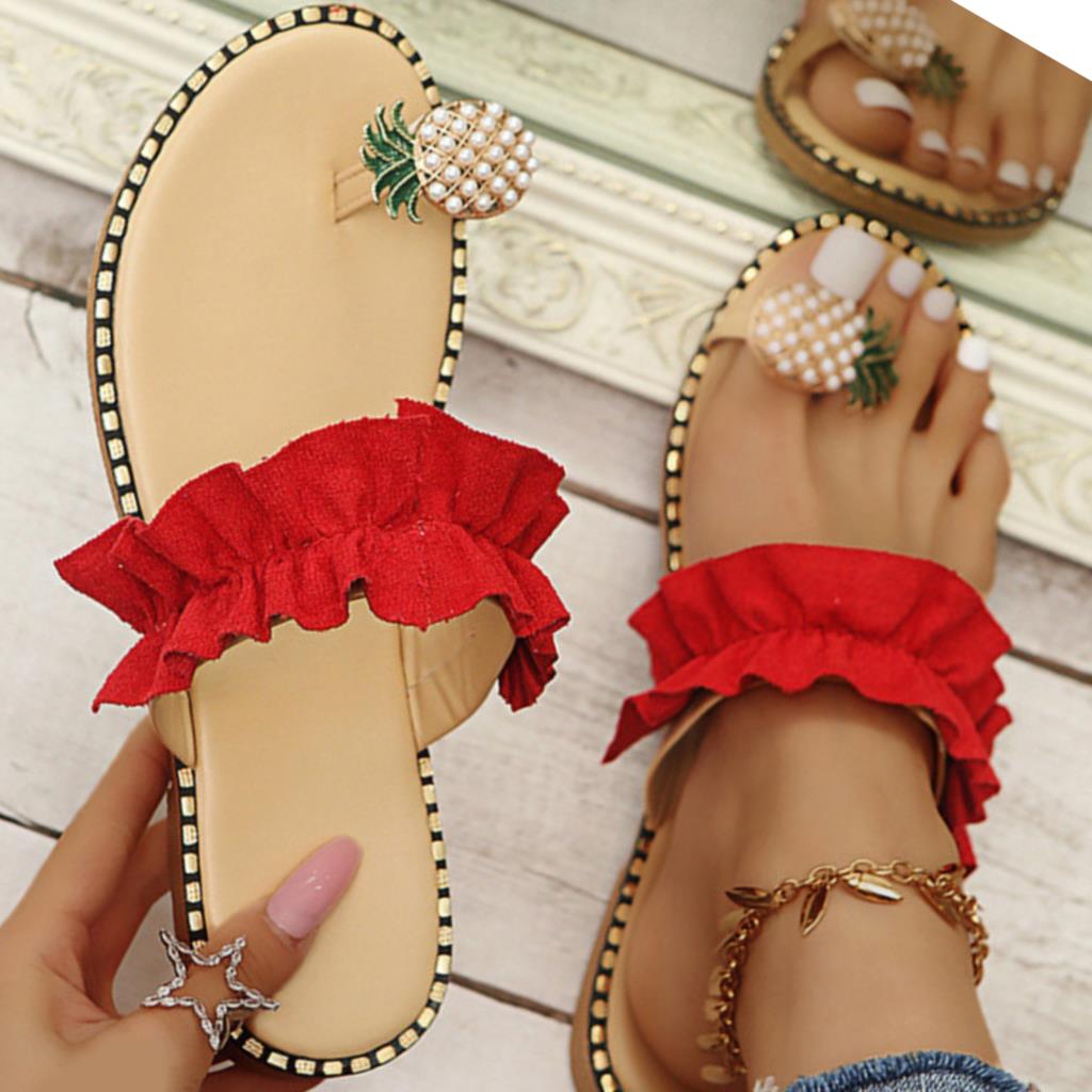 Pineapple Pearl Flat Toe Bohemian Summer Beach Sandals