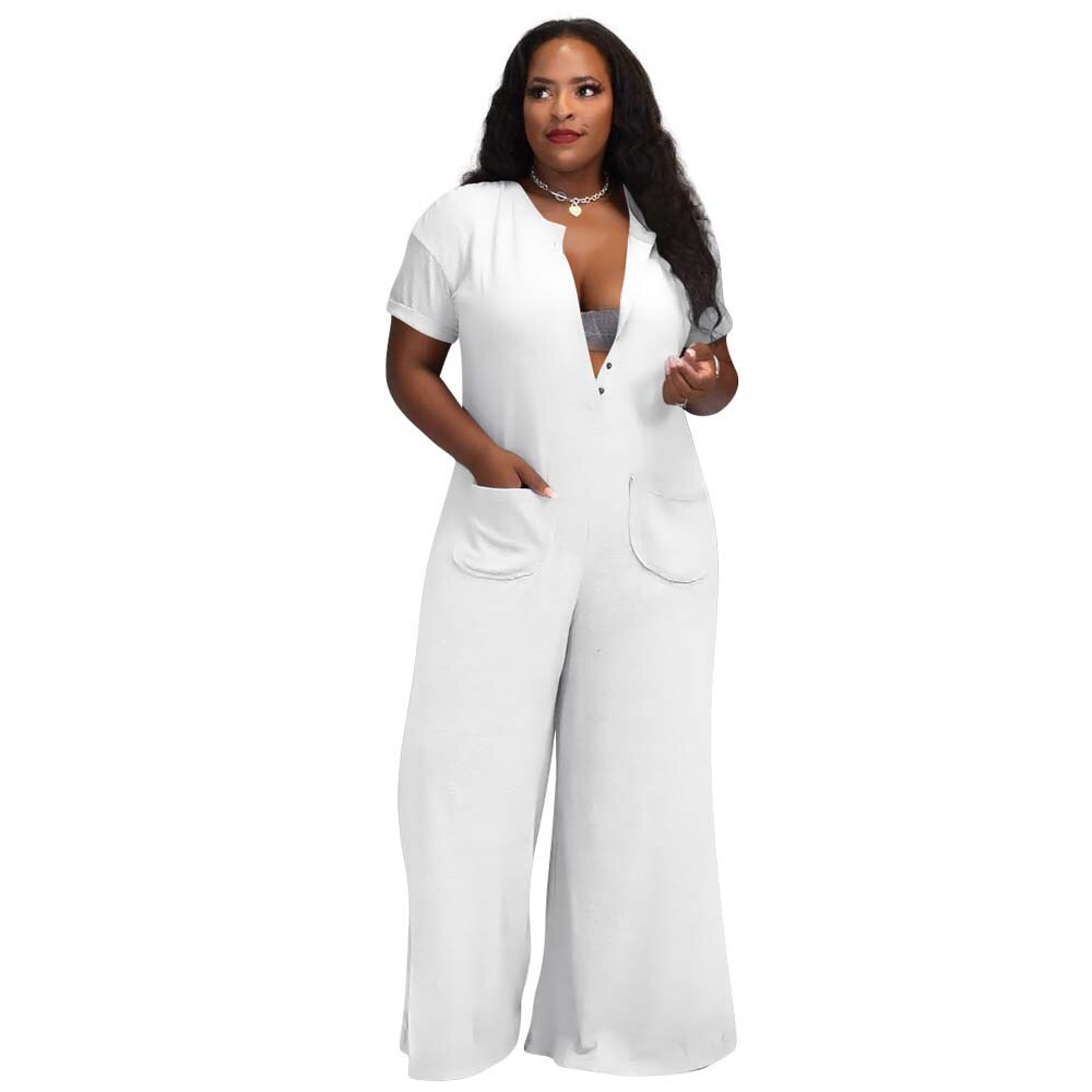 Wide Leg Pants Loose Jumpsuit with Pockets