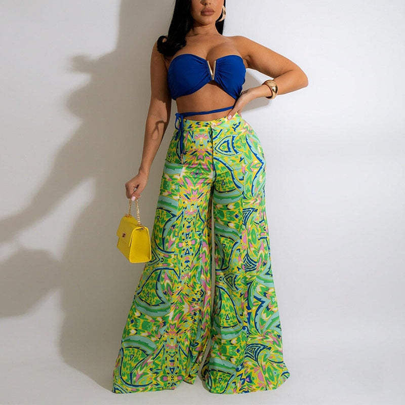 Casual Loose Wide Leg Pants Chic Funny Printed Trousers