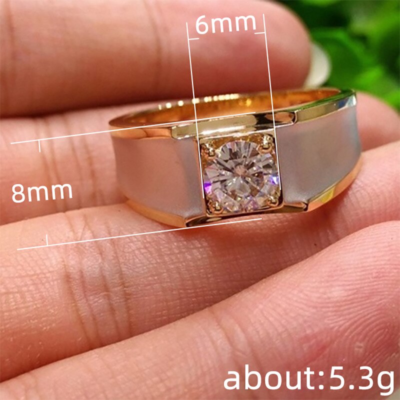 18K Yellow Gold Color Diamond Style Ring for Men