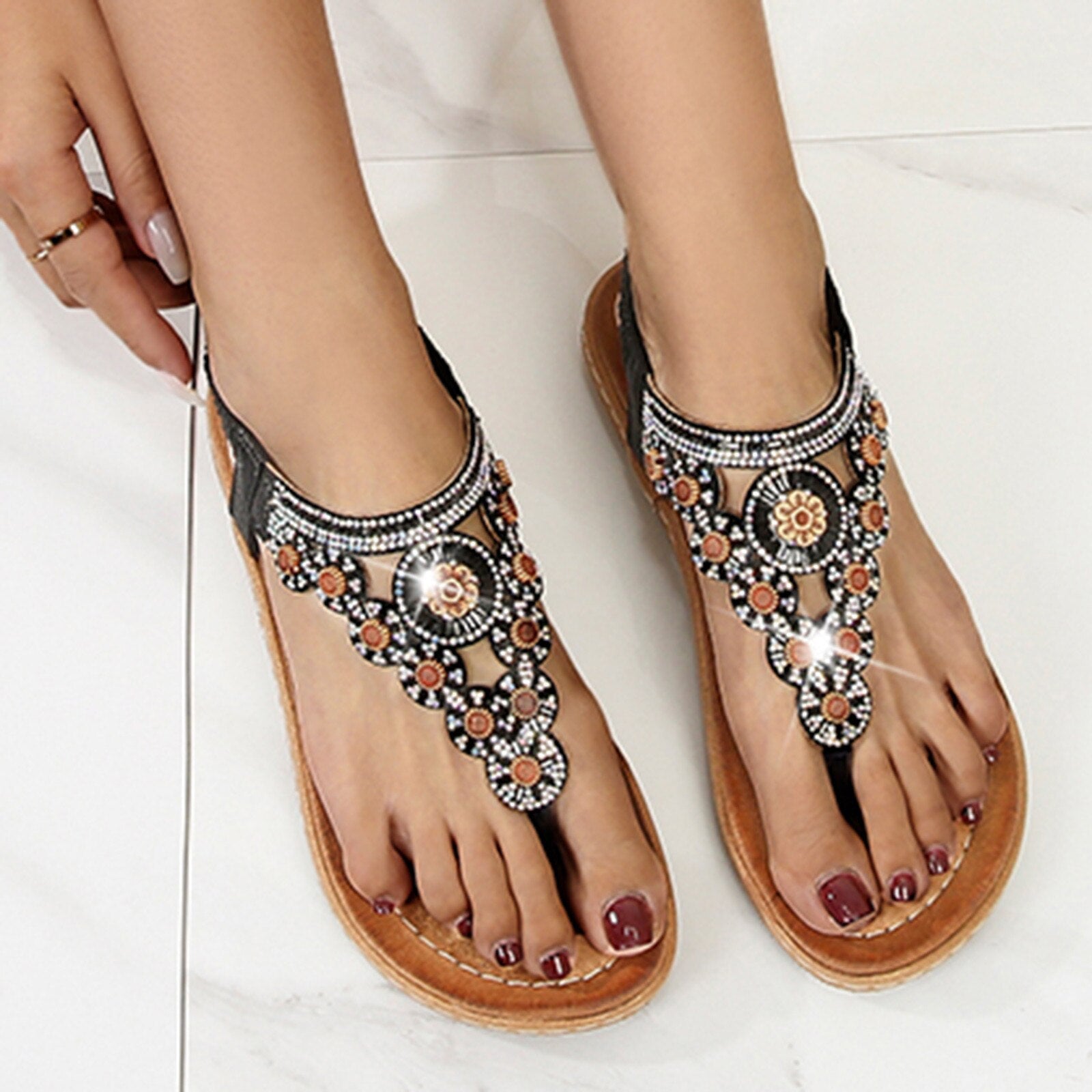 Summer Boho Rhinestone Sandals