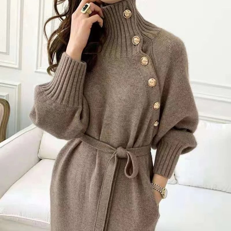 Women Long Loose Knitted Sweater Dress
