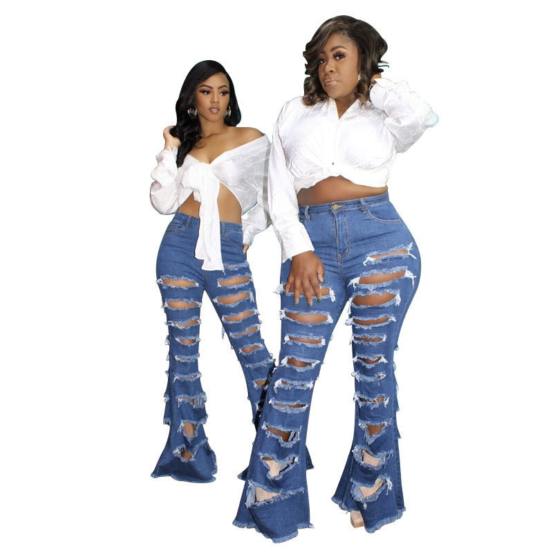 Plus Size High Street Washed Ripped Jeans