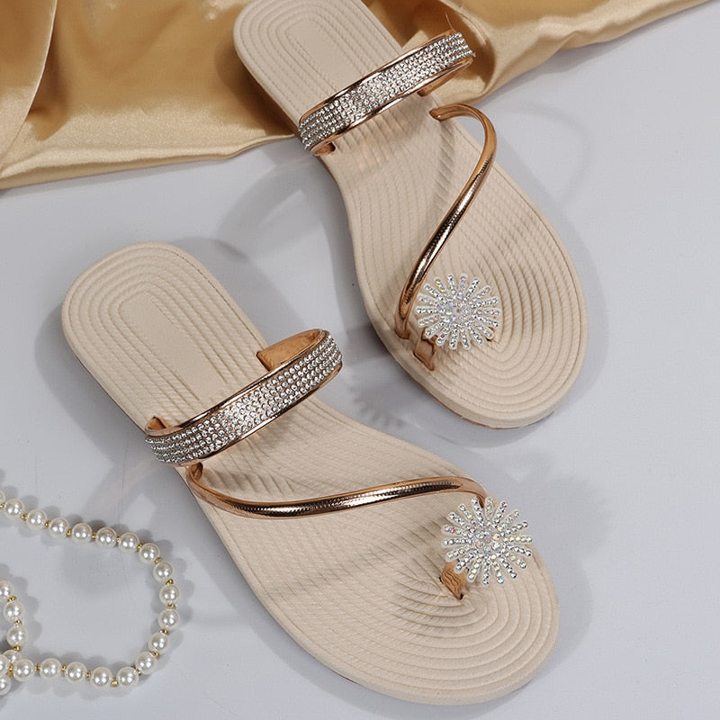 Beach Rhinestone Flat Casual Women Sandals