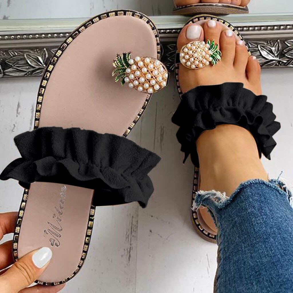 Pineapple Pearl Flat Toe Bohemian Summer Beach Sandals