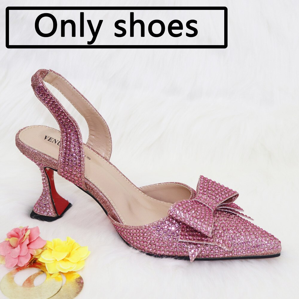 Classics Design Women Shoes Matching Bag Set with Crystal