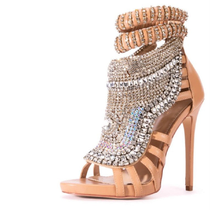 Bling Rhinestones Luxury Roman Boots Sandals