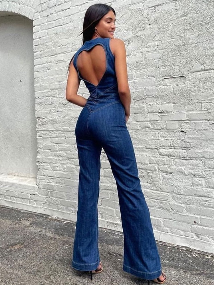 Backless Heart Cutout Bodycon Jumpsuit