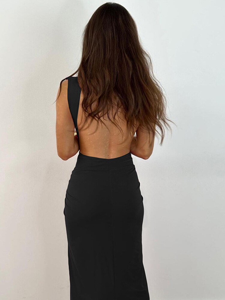 Slit Backless Maxi Dress