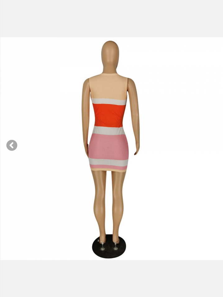 Sleeveless V Neck Front Tie Up Summer Bodycon Mini Dress