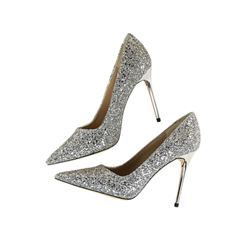 Pointed Toe Shining Sequins High Heels