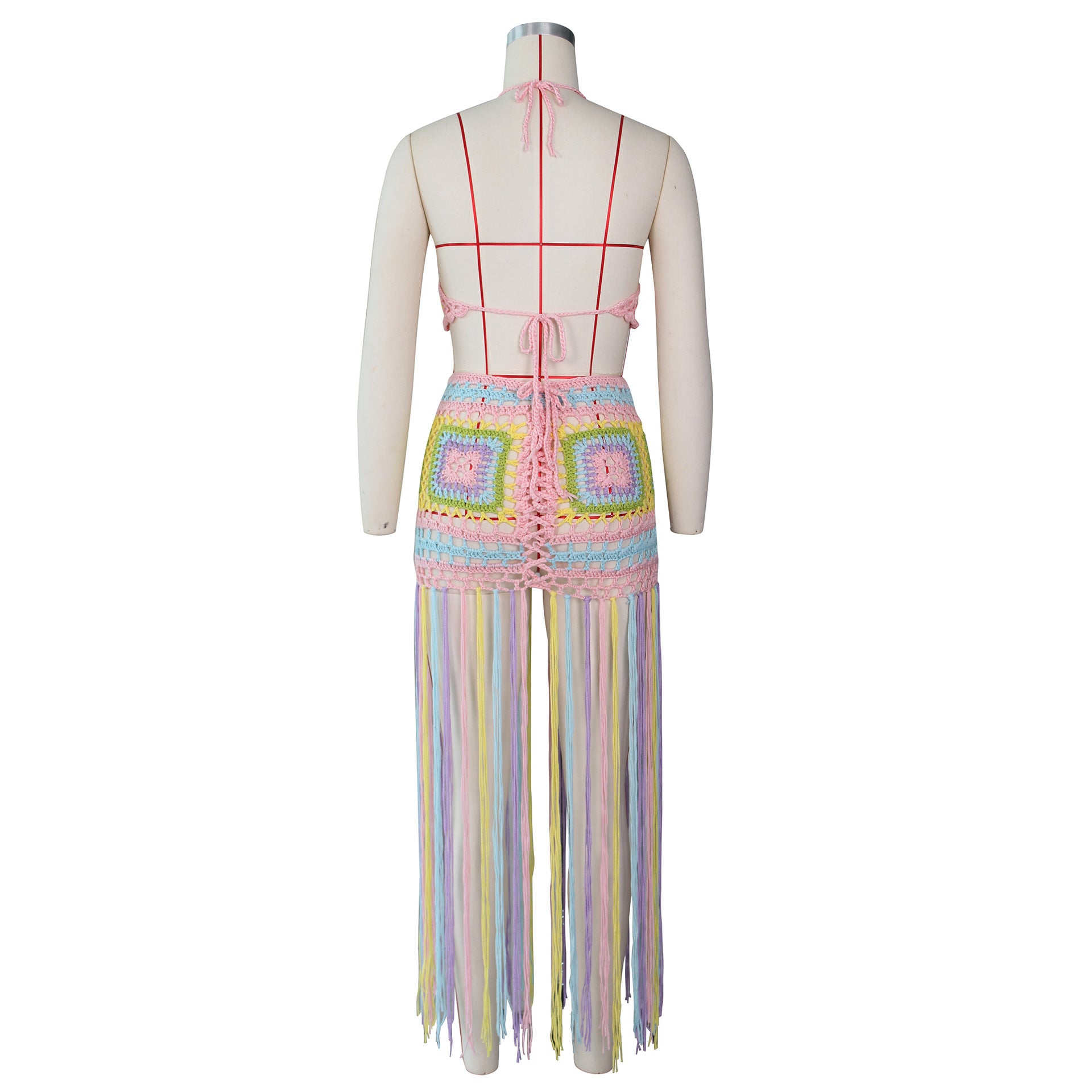Summer Halter Tops Hand Crocheted Design Beach Tassel Dress