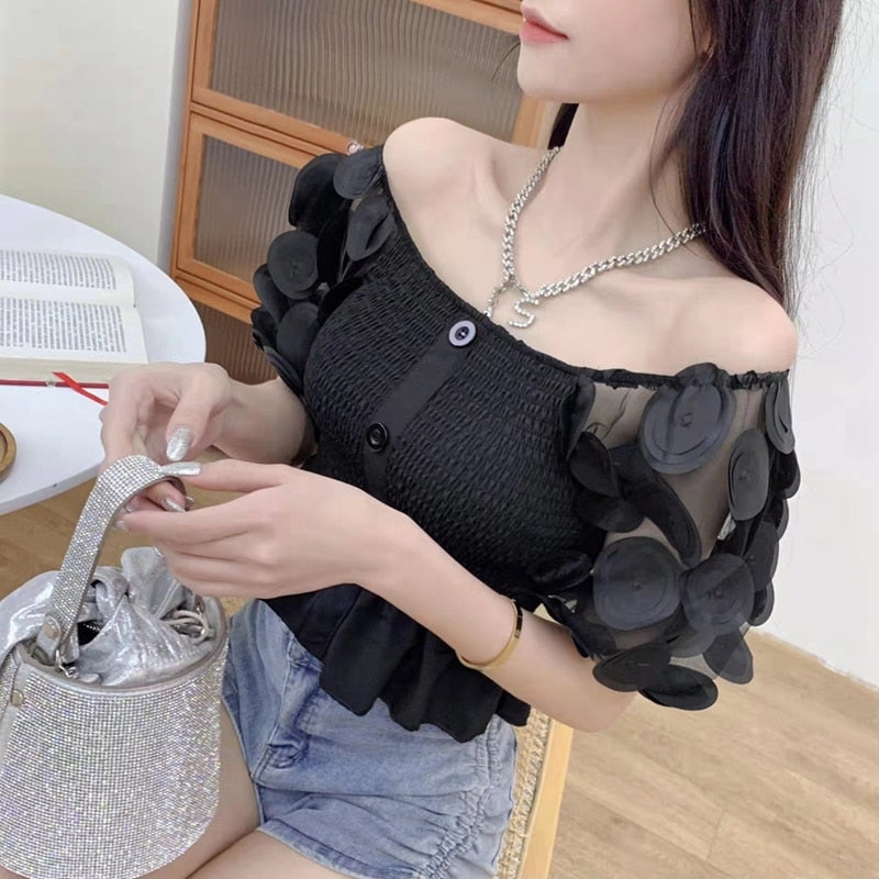 Summer Puff Sleeve Corset Tops