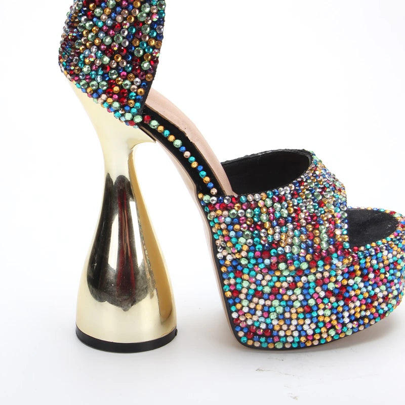 High-Heeled Artificial Diamond Shoes