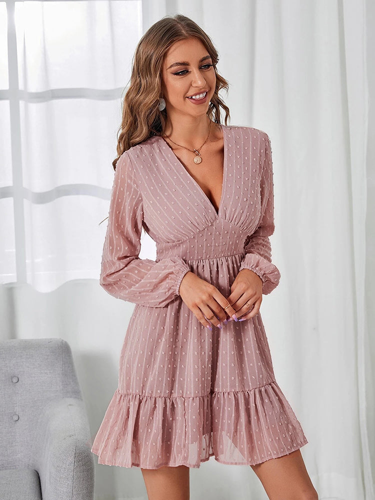 Sexy Chiffon Mesh Long Sleeve Dress