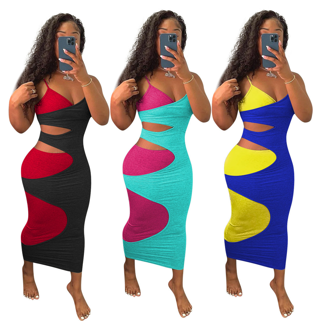 Summer Patchwork Sleeveless Long Dress