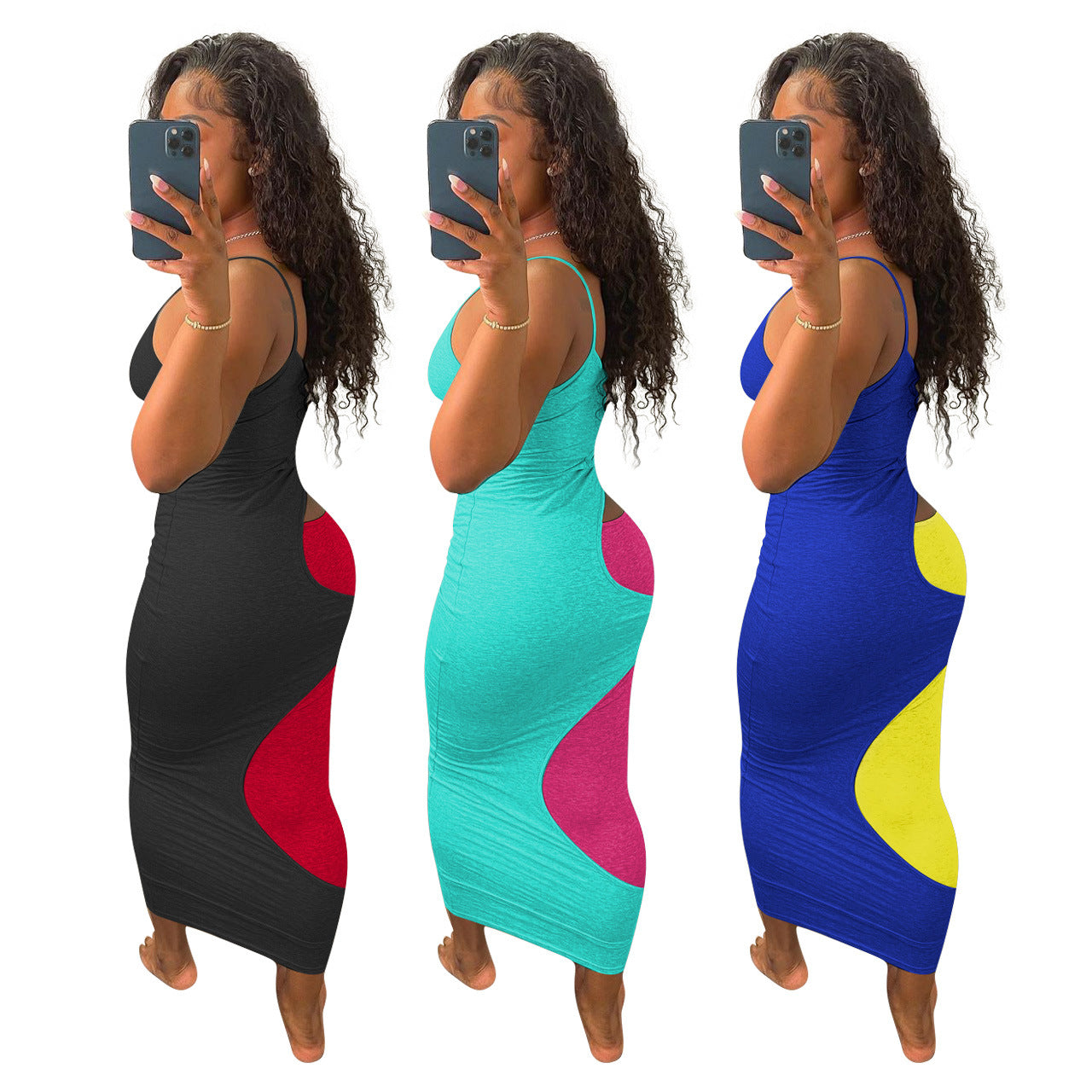 Summer Patchwork Sleeveless Long Dress