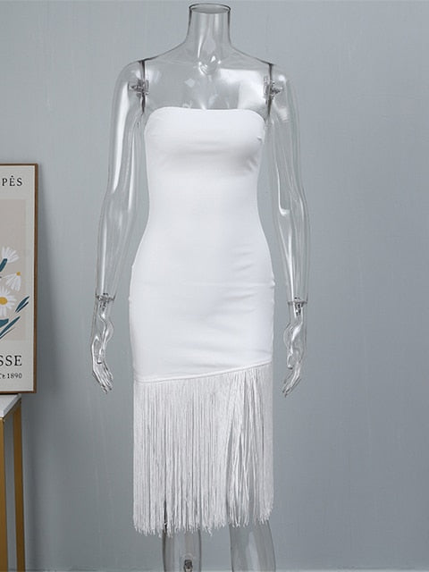 Sexy Tassel Sequins Feather Mini Dress