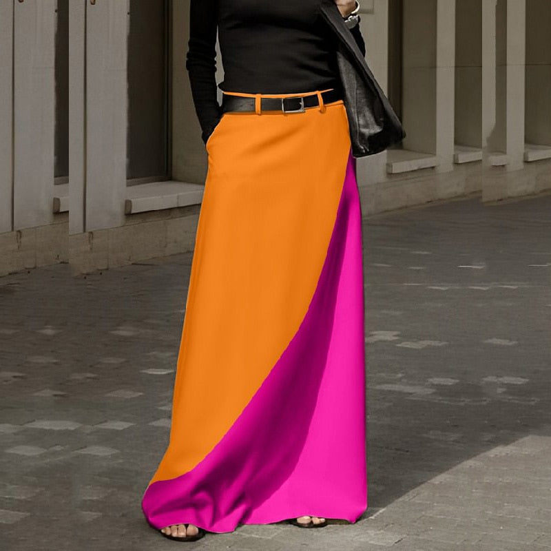 Fashion Hight Waist  Vintage Patterm Printed Loose Bohemian Skirt