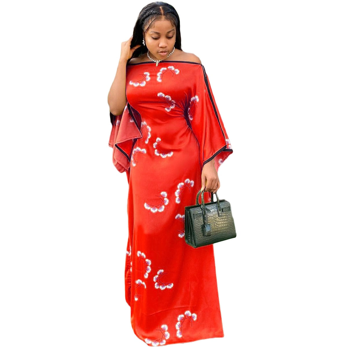 Short Sleeve Polyester Printing Long Maxi Dress