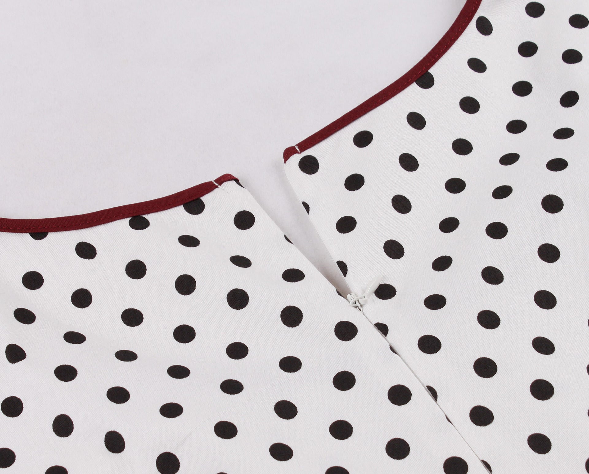 French Style Vintage Swing White Tunic Short Sleeve Cotton Polka Dot Print Rockabilly Flare Dress