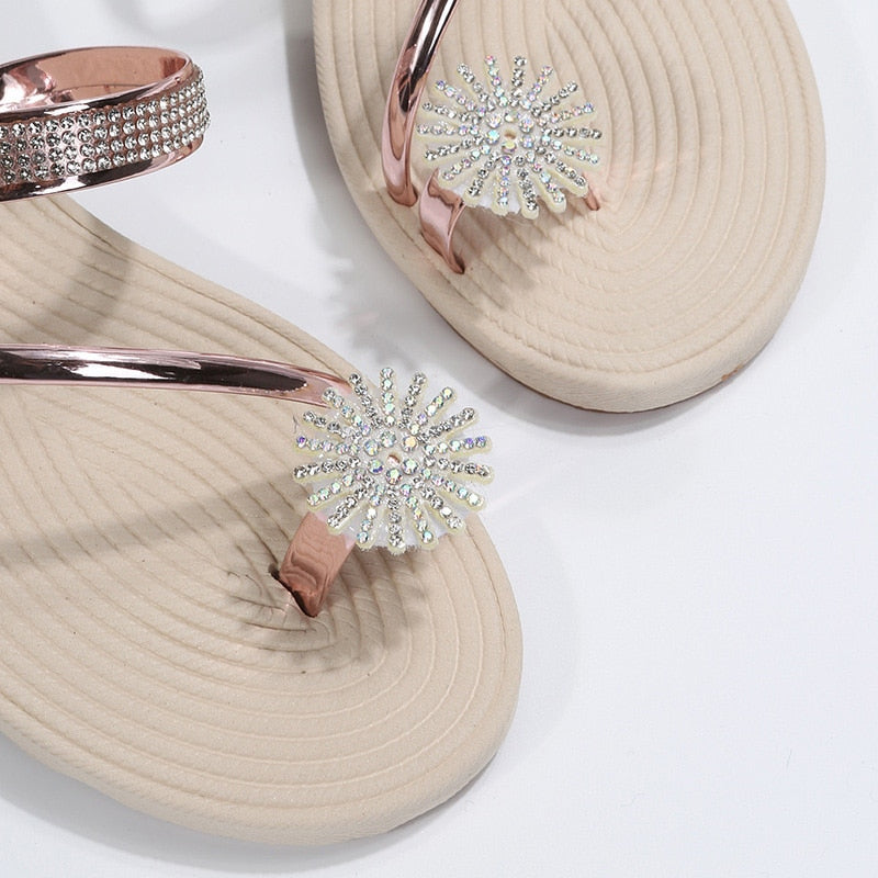 Beach Rhinestone Flat Casual Women Sandals