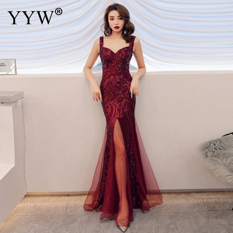 Sequined V Neck Sleeveless Elegant Evening Dress