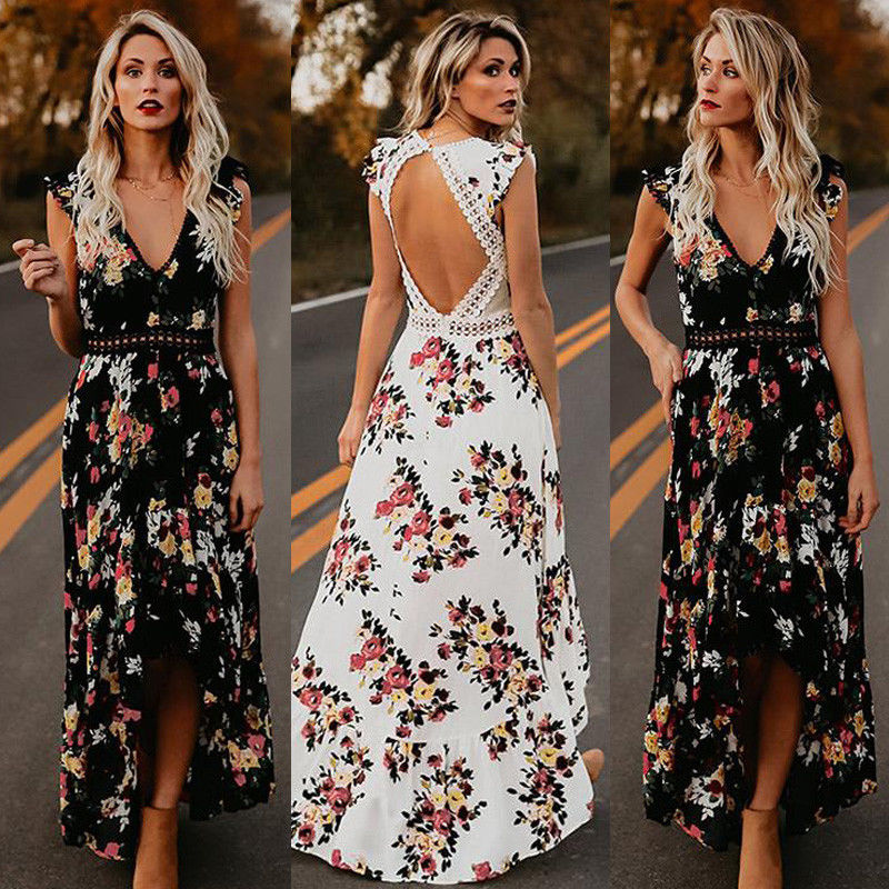 Summer Floral Boho Elegant Vintage Long Maxi Dress