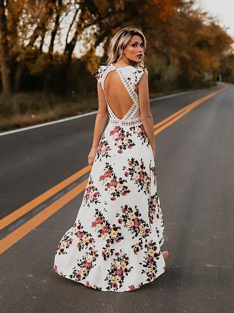 Summer Floral Boho Elegant Vintage Long Maxi Dress