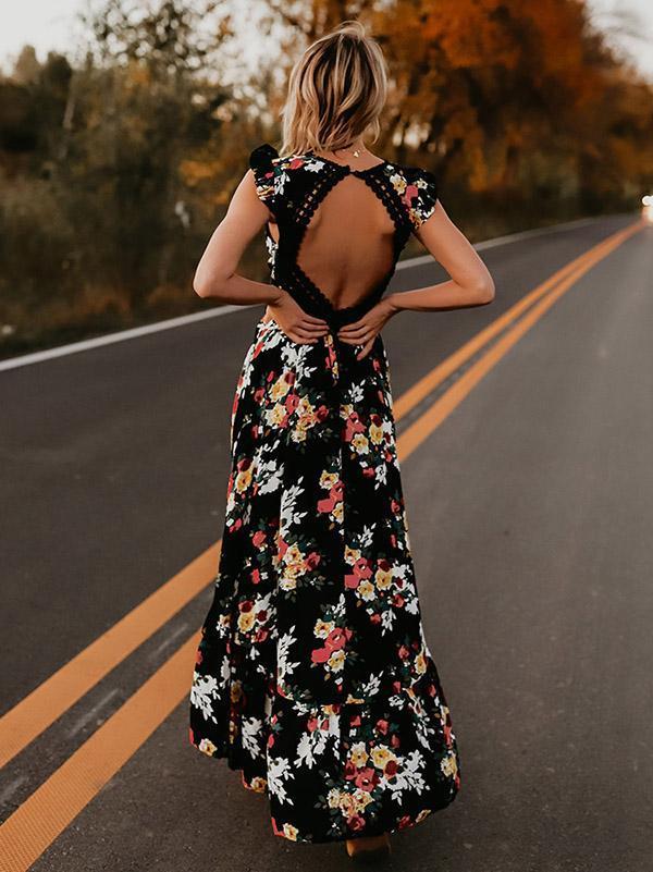 Summer Floral Boho Elegant Vintage Long Maxi Dress