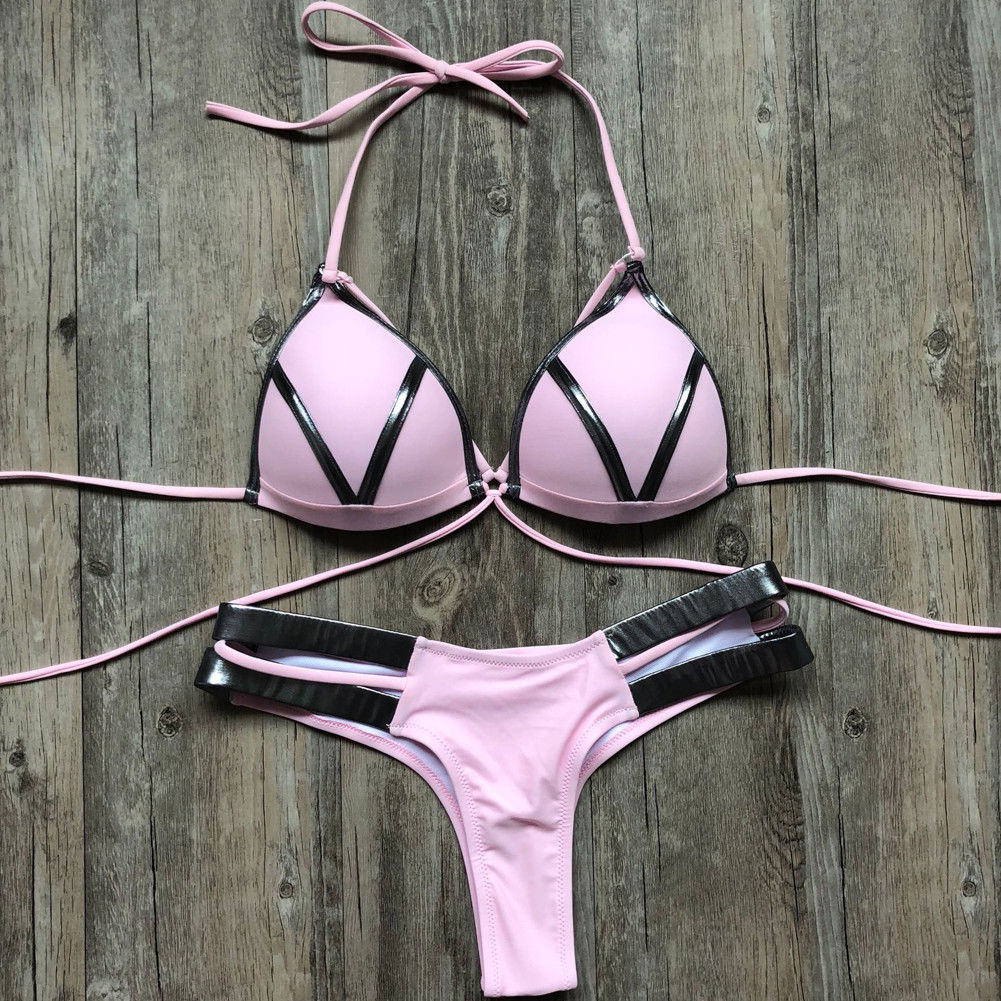 Bandage Patchwork Bikini Set